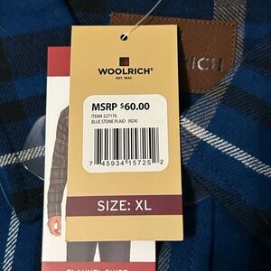 Woolrich Blue Plaid Flannel Shirt XL